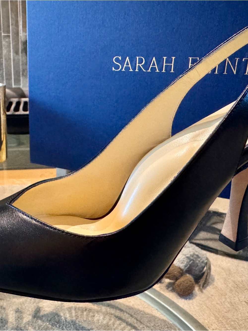 Sarah Flint Black Leather Perfect Sling 85 **New, Never Worn**